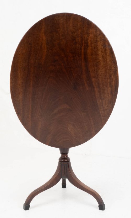 georgian mahogany oval inlaid tilt top tripod table c1800 regency side lamp - CATEGORY: ANTIQUE TABLES - DATED GEORGIAN