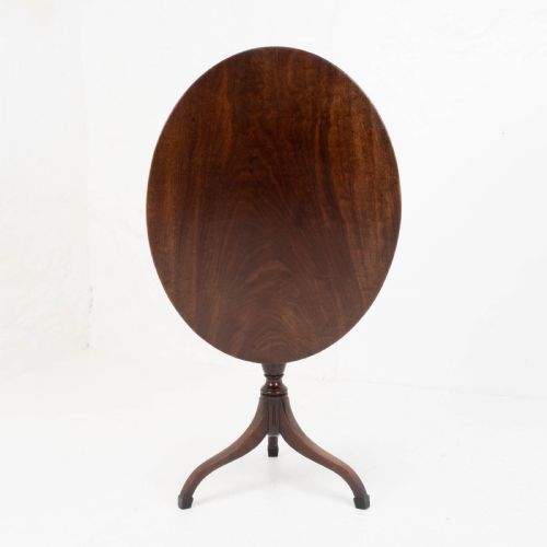 GEORGIAN MAHOGANY OVAL INLAID TILT TOP TRIPOD TABLE C1800 REGENCY SIDE LAMP - ADDITIONAL PHOTO 1