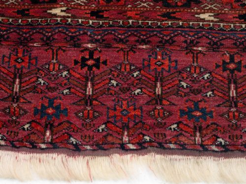 ANTIQUE TEKKE CHUVAL EMIRATE OF BUKHARA EARLY C20TH 5'X2'8 152X82CM RUG - ADDITIONAL PHOTO 4