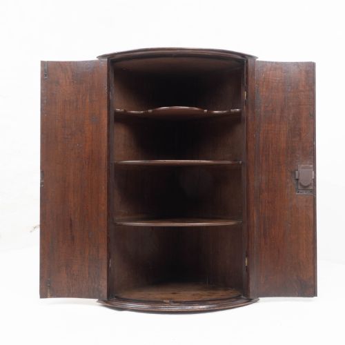 GEORGE III OAK BOW FRONT WALL HANGING CORNER CABINET GEORGIAN - ADDITIONAL PHOTO 8