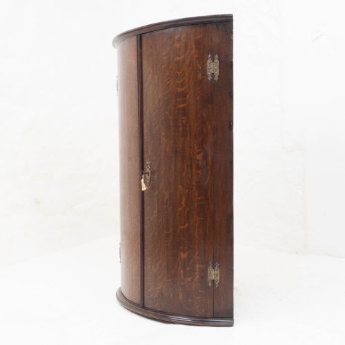 GEORGE III OAK BOW FRONT WALL HANGING CORNER CABINET GEORGIAN - ADDITIONAL PHOTO 18