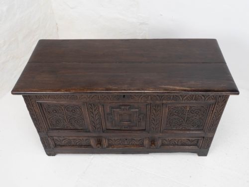 CAROLEAN C17TH LATER CARVED DARK OAK CARVED MULE CHEST COFFER KIST JACOBEAN - ADDITIONAL PHOTO 12