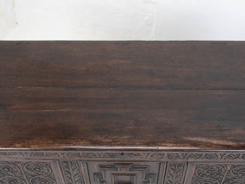 CAROLEAN C17TH LATER CARVED DARK OAK CARVED MULE CHEST COFFER KIST JACOBEAN - ADDITIONAL PHOTO 13