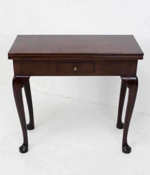 GEORGE II PAD FOOT MAHOGANY FOLDOVER TEA CONSOLE TABLE C1730 GEORGIAN - ADDITIONAL PHOTO 2