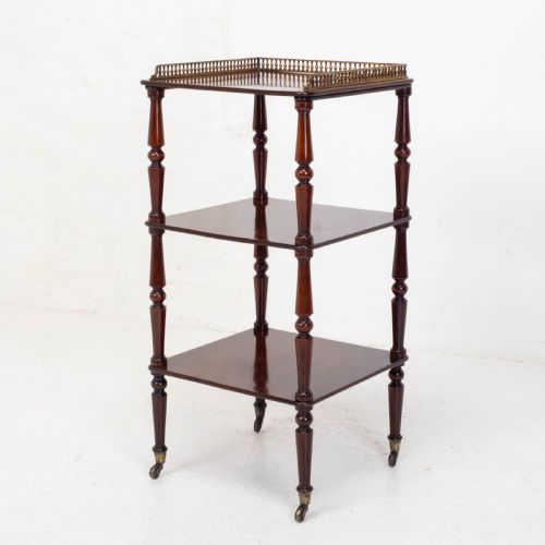 REGENCY GILT METAL MAHOGANY ETAGERE 3 TIER SHELVES C1820 WHATNOT - ADDITIONAL PHOTO 1
