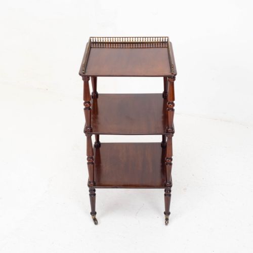 REGENCY GILT METAL MAHOGANY ETAGERE 3 TIER SHELVES C1820 WHATNOT - ADDITIONAL PHOTO 5