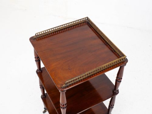 REGENCY GILT METAL MAHOGANY ETAGERE 3 TIER SHELVES C1820 WHATNOT - ADDITIONAL PHOTO 7