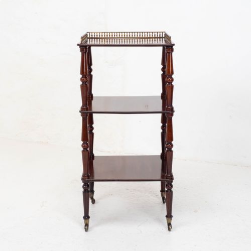 REGENCY GILT METAL MAHOGANY ETAGERE 3 TIER SHELVES C1820 WHATNOT - ADDITIONAL PHOTO 14