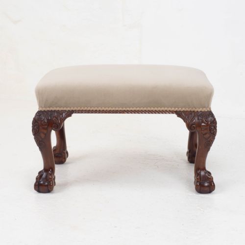 CHIPPENDALE STYLE CARVED MAHOGANY BALL CLAW FOOT STOOL - ADDITIONAL PHOTO 2