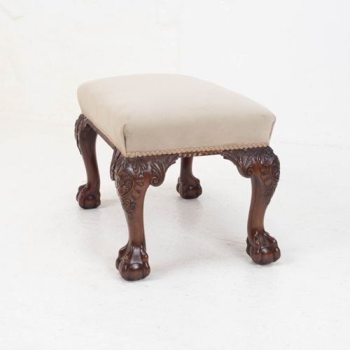 CHIPPENDALE STYLE CARVED MAHOGANY BALL CLAW FOOT STOOL - ADDITIONAL PHOTO 3