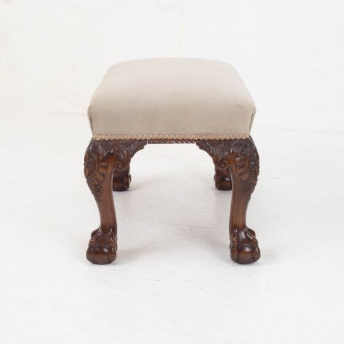 CHIPPENDALE STYLE CARVED MAHOGANY BALL CLAW FOOT STOOL - ADDITIONAL PHOTO 4