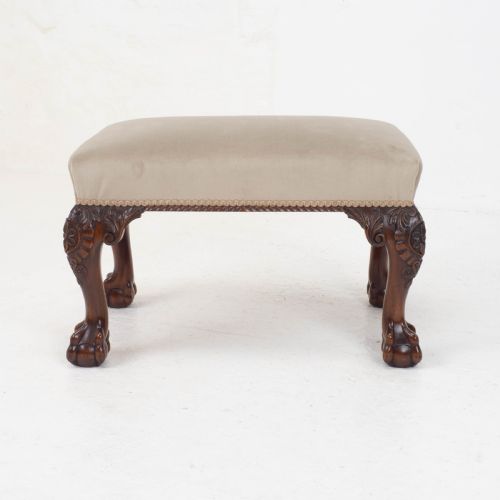 CHIPPENDALE STYLE CARVED MAHOGANY BALL CLAW FOOT STOOL - ADDITIONAL PHOTO 5
