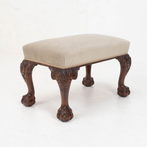 CHIPPENDALE STYLE CARVED MAHOGANY BALL CLAW FOOT STOOL - ADDITIONAL PHOTO 6