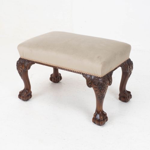 CHIPPENDALE STYLE CARVED MAHOGANY BALL CLAW FOOT STOOL - ADDITIONAL PHOTO 8