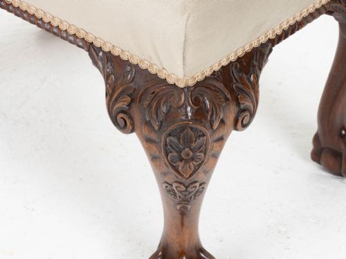 CHIPPENDALE STYLE CARVED MAHOGANY BALL CLAW FOOT STOOL - ADDITIONAL PHOTO 12