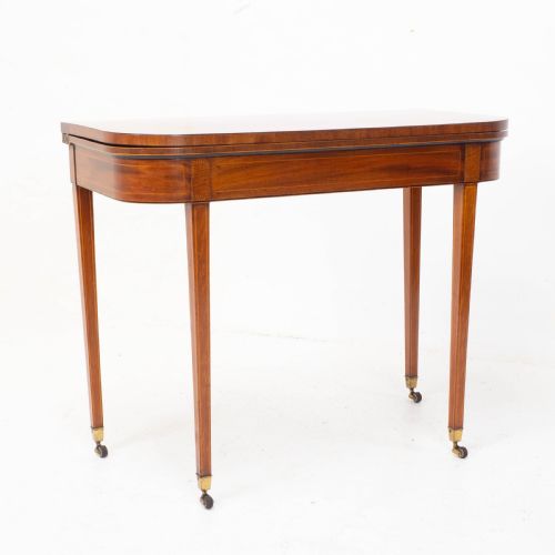 REGENCY SATINWOOD INLAID CONSOLE FOLD OVER CARD GAMES TABLE C1810 GEORGIAN - ADDITIONAL PHOTO 3