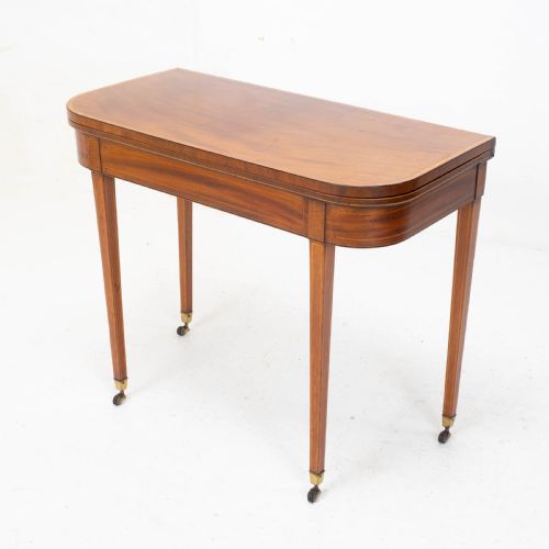 REGENCY SATINWOOD INLAID CONSOLE FOLD OVER CARD GAMES TABLE C1810 GEORGIAN - ADDITIONAL PHOTO 6