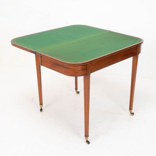 REGENCY SATINWOOD INLAID CONSOLE FOLD OVER CARD GAMES TABLE C1810 GEORGIAN - ADDITIONAL PHOTO 7