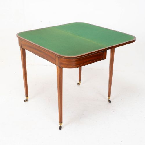 REGENCY SATINWOOD INLAID CONSOLE FOLD OVER CARD GAMES TABLE C1810 GEORGIAN - ADDITIONAL PHOTO 9