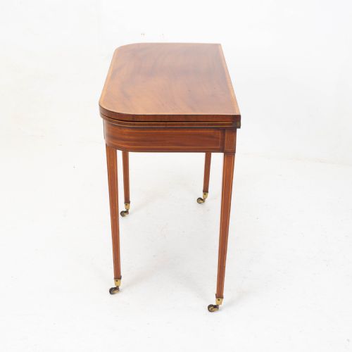 REGENCY SATINWOOD INLAID CONSOLE FOLD OVER CARD GAMES TABLE C1810 GEORGIAN - ADDITIONAL PHOTO 14