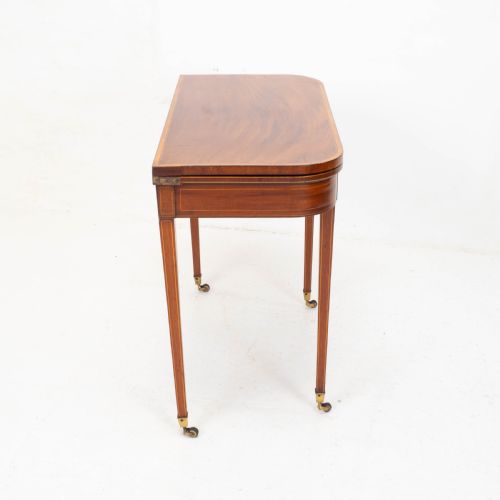 REGENCY SATINWOOD INLAID CONSOLE FOLD OVER CARD GAMES TABLE C1810 GEORGIAN - ADDITIONAL PHOTO 15