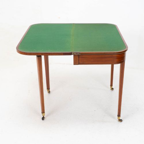 REGENCY SATINWOOD INLAID CONSOLE FOLD OVER CARD GAMES TABLE C1810 GEORGIAN - ADDITIONAL PHOTO 16