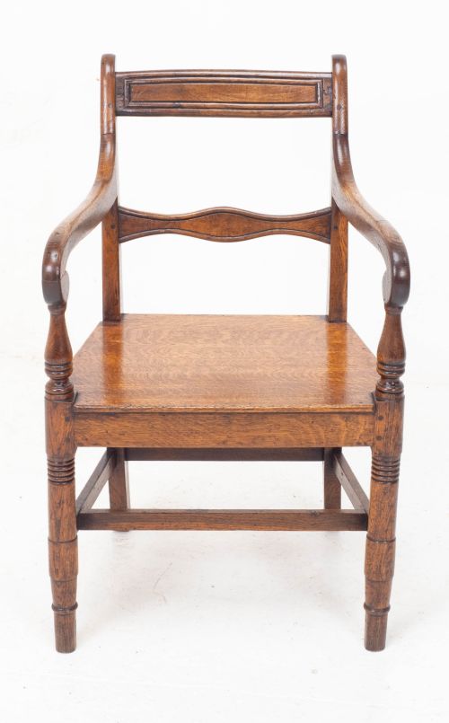 georgian oak country open armchair carver c1800 george iii - CATEGORY: ANTIQUE CHAIRS - DATED GEORGIAN