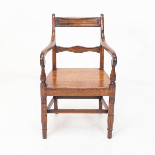 GEORGIAN OAK COUNTRY OPEN ARMCHAIR CARVER C1800 GEORGE III - ADDITIONAL PHOTO 2