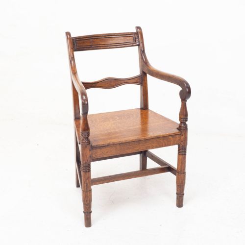 GEORGIAN OAK COUNTRY OPEN ARMCHAIR CARVER C1800 GEORGE III - ADDITIONAL PHOTO 3