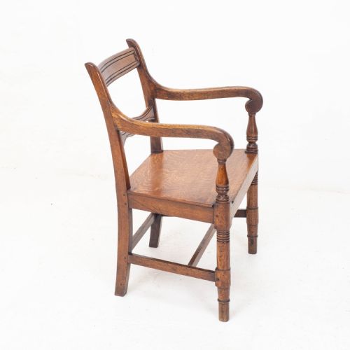 GEORGIAN OAK COUNTRY OPEN ARMCHAIR CARVER C1800 GEORGE III - ADDITIONAL PHOTO 4