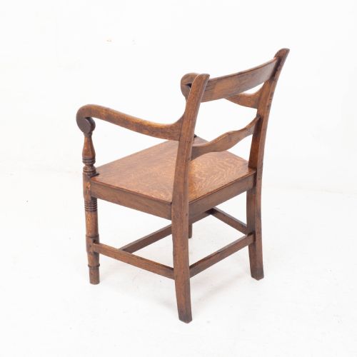 GEORGIAN OAK COUNTRY OPEN ARMCHAIR CARVER C1800 GEORGE III - ADDITIONAL PHOTO 7