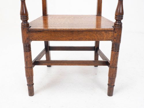 GEORGIAN OAK COUNTRY OPEN ARMCHAIR CARVER C1800 GEORGE III - ADDITIONAL PHOTO 11