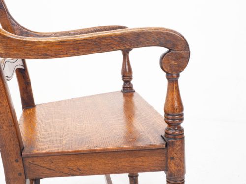 GEORGIAN OAK COUNTRY OPEN ARMCHAIR CARVER C1800 GEORGE III - ADDITIONAL PHOTO 12