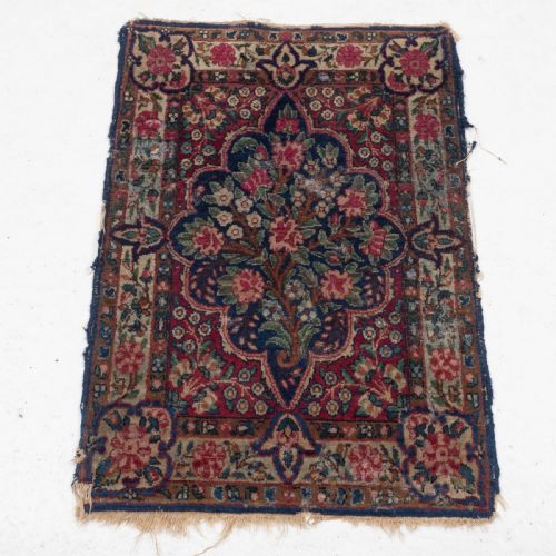 persian kirman small rug or mat 2'3 x 1'7 69x48cm oriental - CATEGORY: ANTIQUE RUGS - DATED 1910