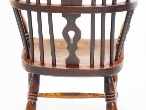 C19TH LOW BOW BACK ELM ASH WINDSOR ARMCHAIR CHAIR CARVER - ADDITIONAL PHOTO 12