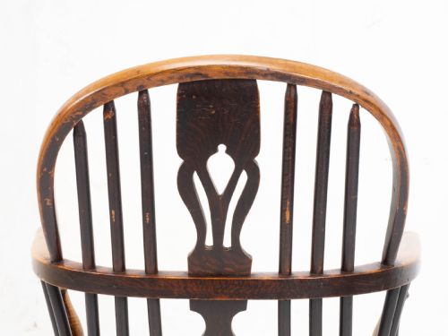 C19TH LOW BOW BACK ELM ASH WINDSOR ARMCHAIR CHAIR CARVER - ADDITIONAL PHOTO 14