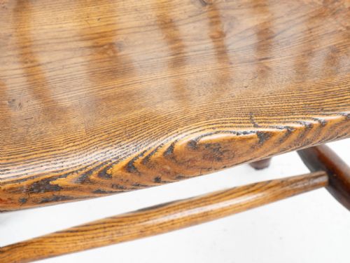 C19TH LOW BOW BACK ELM ASH WINDSOR ARMCHAIR CHAIR CARVER - ADDITIONAL PHOTO 21