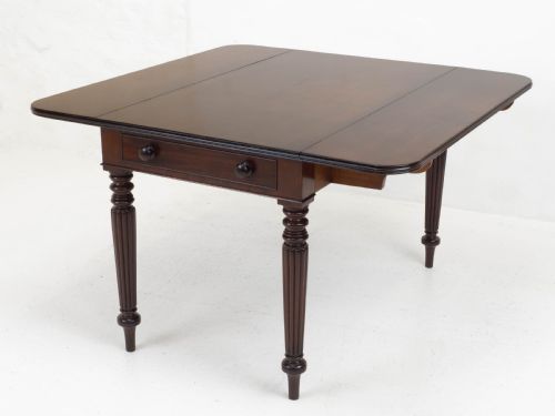 REGENCY MAHOGANY PLUM PUDDING PEMBROKE DROP LEAF BREAKFAST DINING TABLE - ADDITIONAL PHOTO 7