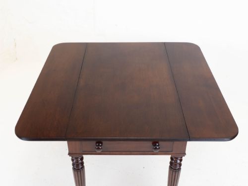 REGENCY MAHOGANY PLUM PUDDING PEMBROKE DROP LEAF BREAKFAST DINING TABLE - ADDITIONAL PHOTO 10