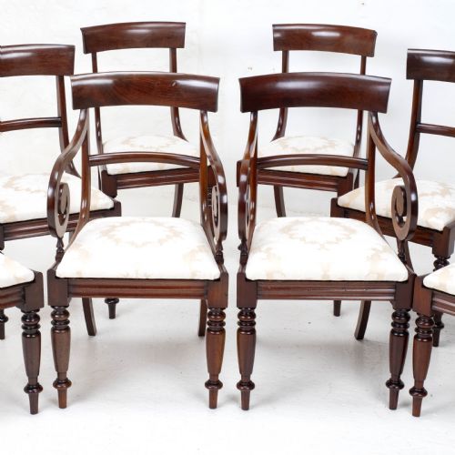 victorian set of 8 mahogany bar back dining chairs carvers c1850 - CATEGORY: ANTIQUE CHAIRS - DATED VICTORIAN