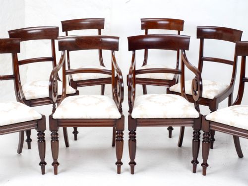 VICTORIAN SET OF 8 MAHOGANY BAR BACK DINING CHAIRS CARVERS C1850 - ADDITIONAL PHOTO 2