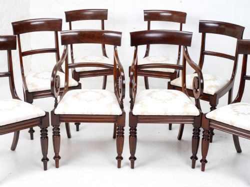VICTORIAN SET OF 8 MAHOGANY BAR BACK DINING CHAIRS CARVERS C1850 - ADDITIONAL PHOTO 19