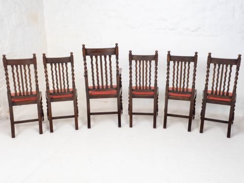 OAK SET OF 6 BARLEY TWIST DINING CHAIRS CARVER DENBY SPINKS LEEDS C1930 JACOBEAN REVIVAL - ADDITIONAL PHOTO 4