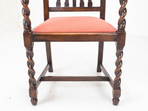 OAK SET OF 6 BARLEY TWIST DINING CHAIRS CARVER DENBY SPINKS LEEDS C1930 JACOBEAN REVIVAL - ADDITIONAL PHOTO 15