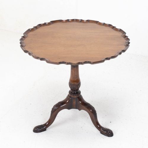 GEORGIAN PIECRUST EDGE CARVED MAHOGANY BIRDCAGE TILTTOP TRIPOD TABLE C1760 - ADDITIONAL PHOTO 3