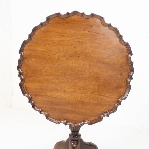 GEORGIAN PIECRUST EDGE CARVED MAHOGANY BIRDCAGE TILTTOP TRIPOD TABLE C1760 - ADDITIONAL PHOTO 4