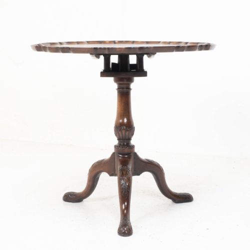 GEORGIAN PIECRUST EDGE CARVED MAHOGANY BIRDCAGE TILTTOP TRIPOD TABLE C1760 - ADDITIONAL PHOTO 6
