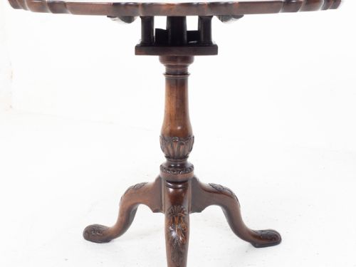 GEORGIAN PIECRUST EDGE CARVED MAHOGANY BIRDCAGE TILTTOP TRIPOD TABLE C1760 - ADDITIONAL PHOTO 7