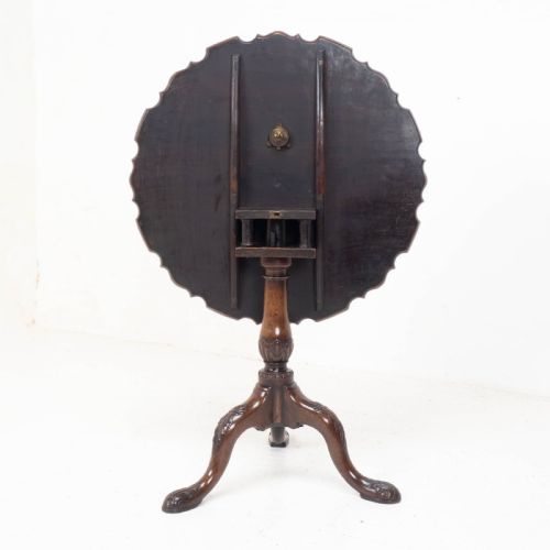 GEORGIAN PIECRUST EDGE CARVED MAHOGANY BIRDCAGE TILTTOP TRIPOD TABLE C1760 - ADDITIONAL PHOTO 14