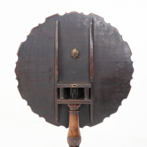 GEORGIAN PIECRUST EDGE CARVED MAHOGANY BIRDCAGE TILTTOP TRIPOD TABLE C1760 - ADDITIONAL PHOTO 15